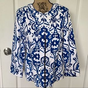 Chico’s Blue/White Lightweight Blazer Sz 1 (M)